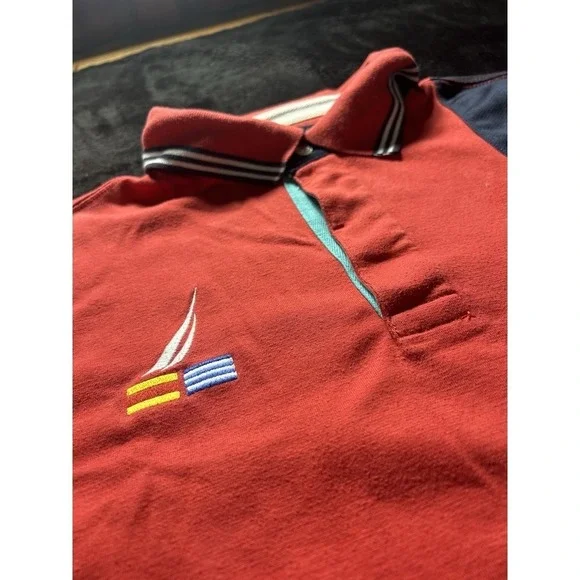 Nautical Red And Blue Sailing Polo A Bit Trimmer Fit - Picture 2 of 6